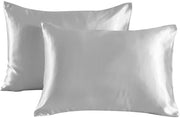 Cuscino a doppia faccia in seta - cuscino morbido e soffice - chiusura a sacco - anti-parassiti e ipoallergenico - protegge capelli e pelle dalle rughe - 51x66cm - Grigio chiaro