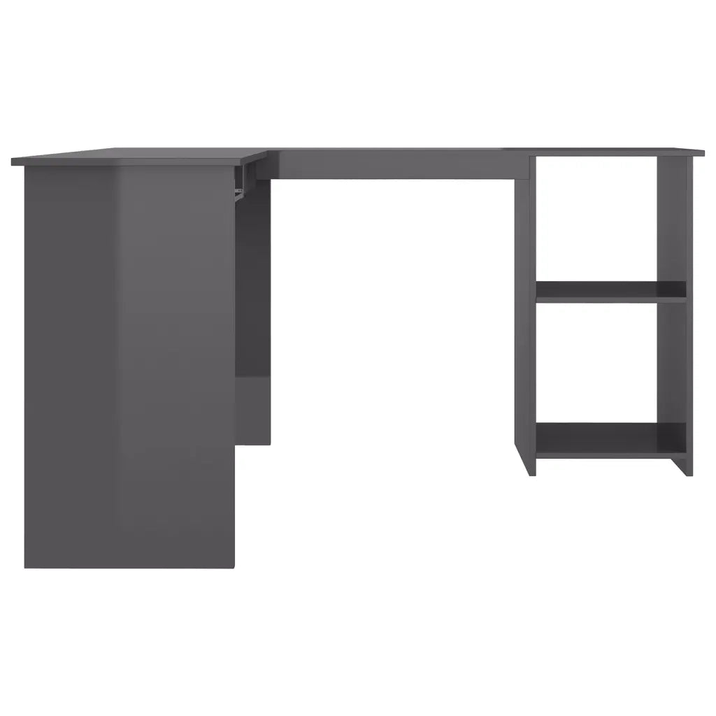 Scrivania Angolare a L Grigio Lucido 120x140x75cm Multistrato 800755