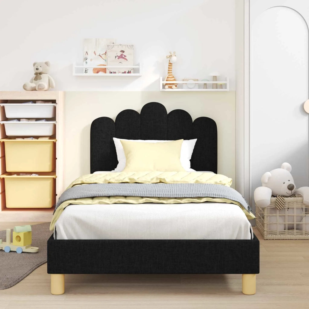 Struttura letto bambini con testata Nero 80 x 200 cm Tessuto