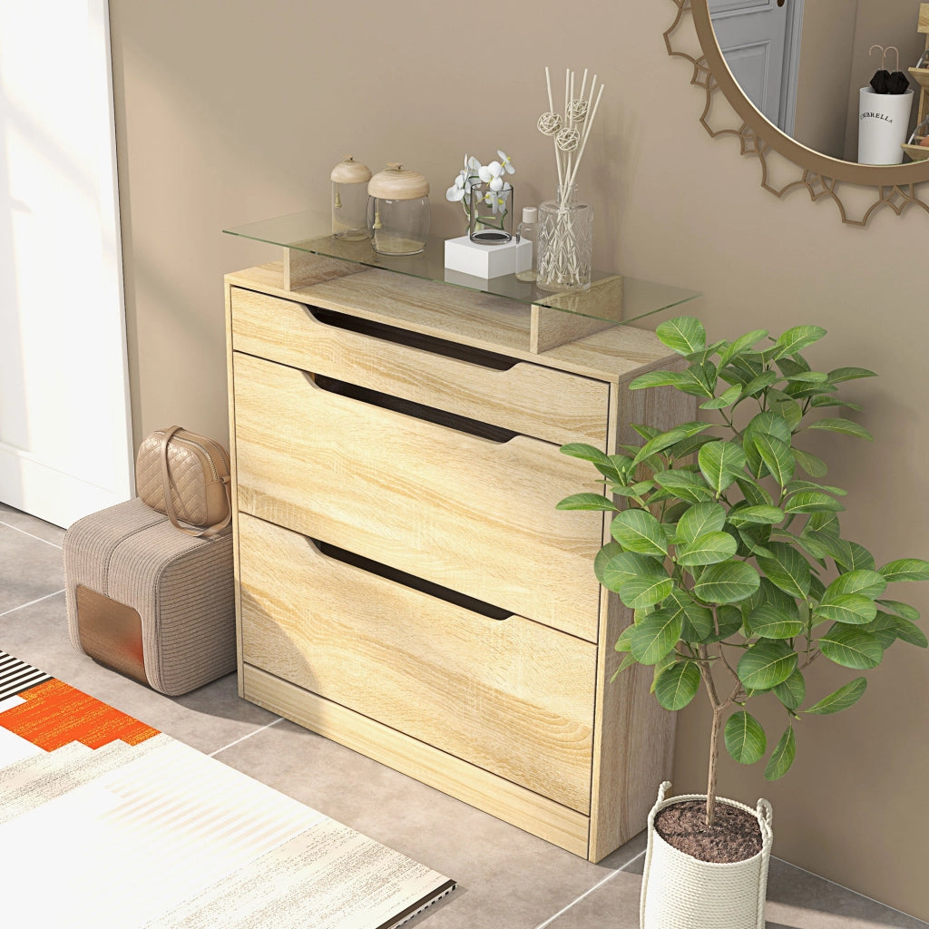 Armadio per Scarpe con 2 Antine Ribaltabili e 1 Cassetto Scorrevole ¨C zephmum ¨C Bianco 80x35x120 cm
