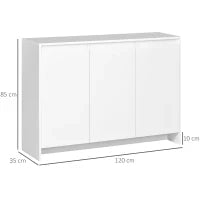 Credenza Moderna a 12 Ripiani Interni in Truciolato per Cucina, Soggiorno e Ingresso, 120x35x85 cm, Bianco