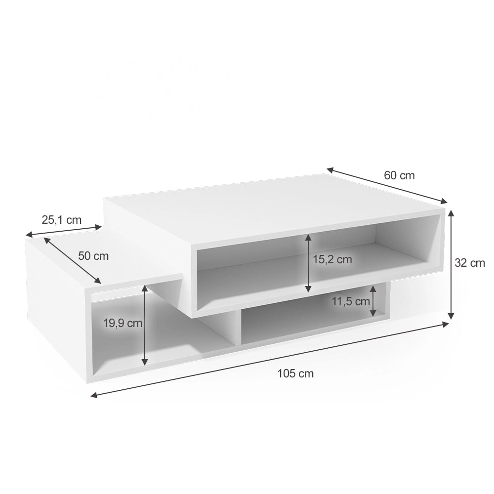 Vicco Tavolino da salotto Bianco 105 x 60 cm