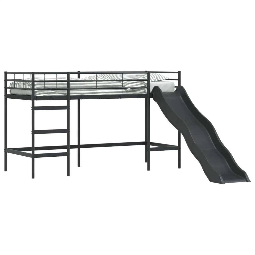 Letto loft per Bambini | Letto Infantile | Lettino con scivolo Nero e antracite 90 x 190 cm