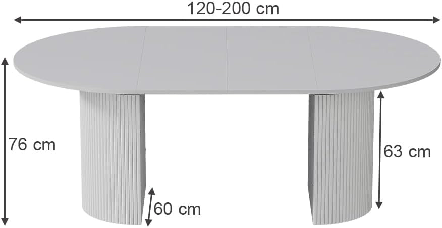 tavolo da pranzo allungabile Calero, Bianco, 120 x 60 cm Estensibile
