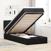 Struttura Letto Pouf con Materasso Nero 100x200 cm Velluto 3312532