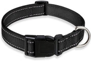 Collare riflettente per cani, cintura di sicurezza in nylon regolabile con chiusura a gancio, adatta a cani piccoli, medi e grandi, colore nero, misura M: (35-50cm)