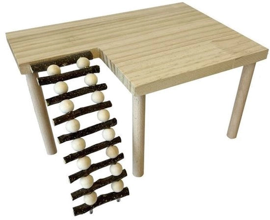 Piattaforma per Hamster in Legno Naturale - Giocattolo da Arrampicata per Hamster e Chinchilla - 30 x 21 x 21 cm