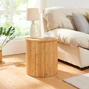 Tavolino da Caffè Rotondo Ledepid 40 x Ø40 cm - Naturale [en.casa]