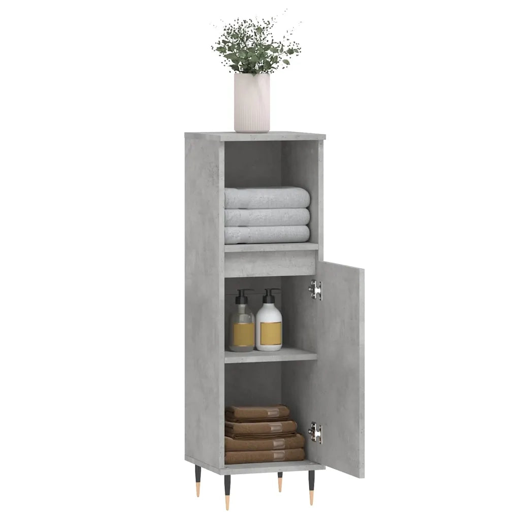 Armadietto Bagno Grigio Cemento 30x30x100 cm Legno Multistrato 831552