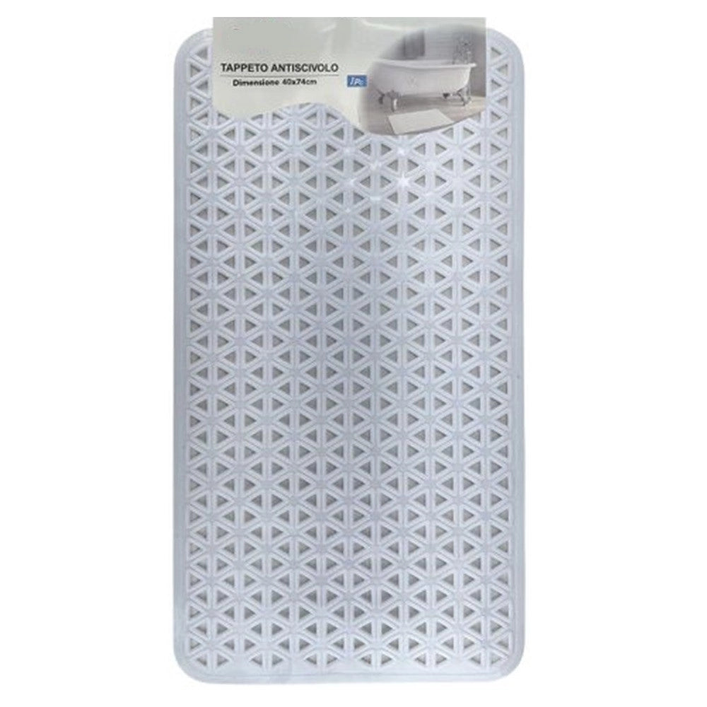 Trade Shop - Tappeto Antiscivolo Intreccio Geometrico Bianco Per Vasca Da Bagno Doccia 40x74cm 10797 -
