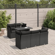 Set Divano da Giardino 6 pz con Cuscini Nero in Polyrattan 3326096
