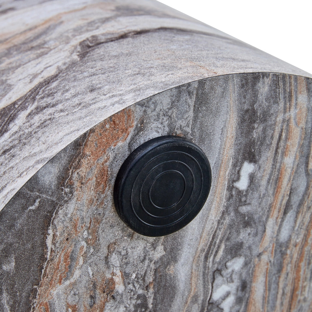 TAVOLINO Basso Rotondo 30x55 cm MDF Grigio Effetto Marmo