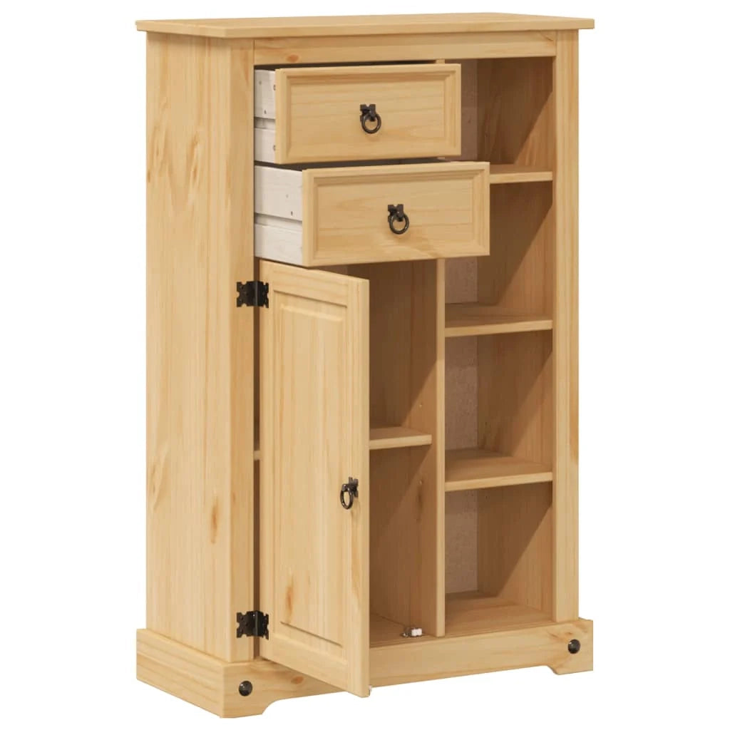 Mobiletto da bagno Corona 70 x 33 x 110 cm capiente stile rustico legno di pino massello finitura miele 02_0057603