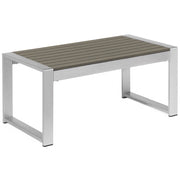 Tavolino da Esterno in Alluminio Grigio Scuro 90 x 50 cm Struttura in Metallo Piano Sintetico Moderno E Minimalista