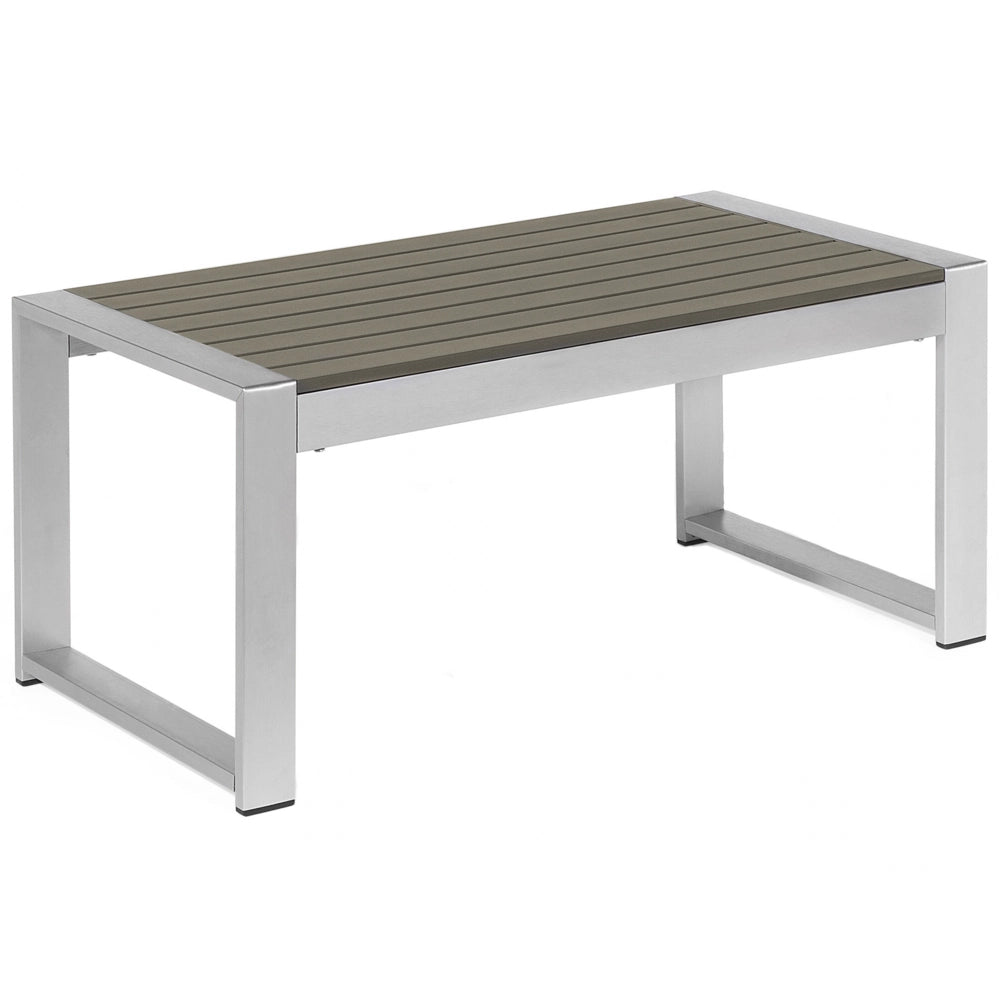 Tavolino da Esterno in Alluminio Grigio Scuro 90 x 50 cm Struttura in Metallo Piano Sintetico Moderno E Minimalista
