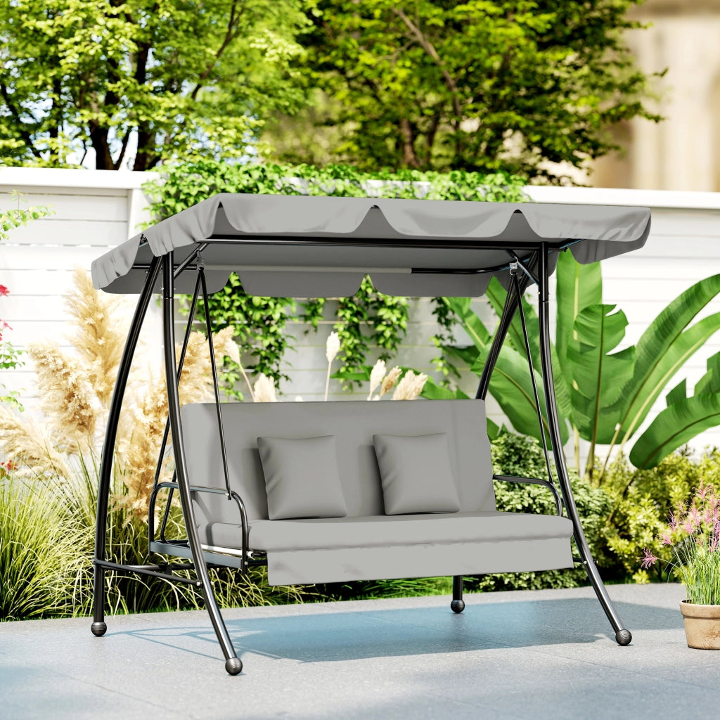 Altalena pratica all'aperto con area relax lettura perfetta per giardino e terrazza con finitura grigia
