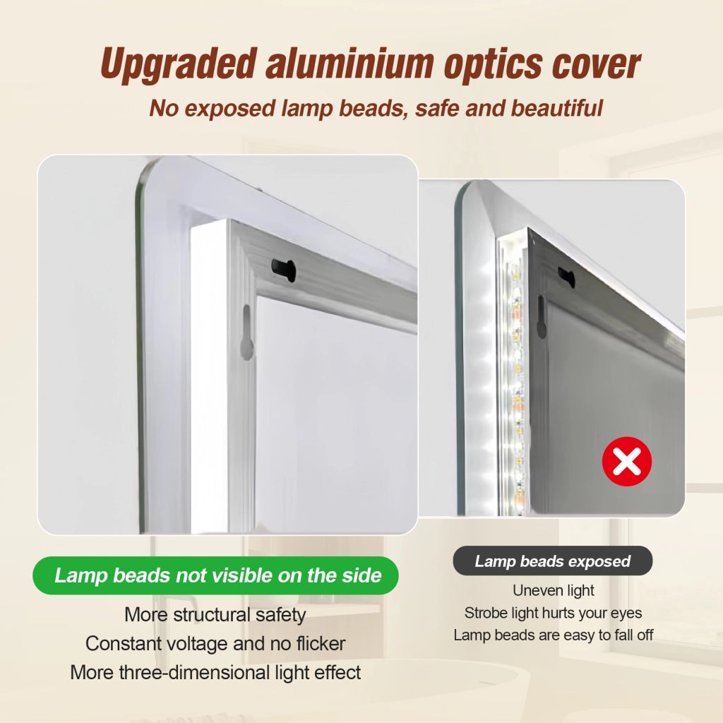 Specchio luminoso da bagno senza cornice con retroilluminazione LED antiappannamento vetro silver 60 × 80 cm