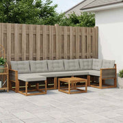 Set di divani da esterno 8 pz Naturale e Grigio Chiaro 3382107