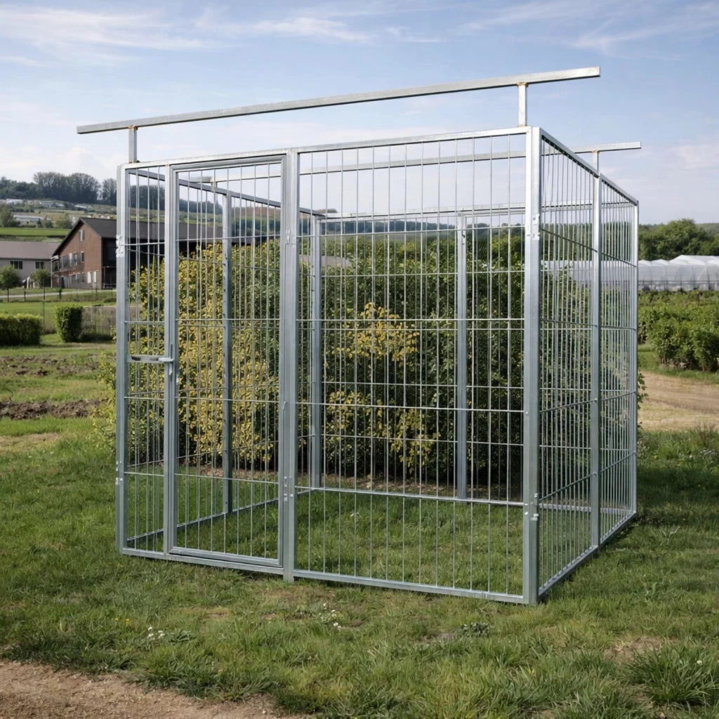 Box per cani in rete predisposto alla copertura zincato elettrolitico da 200x200x altezza 180 cm