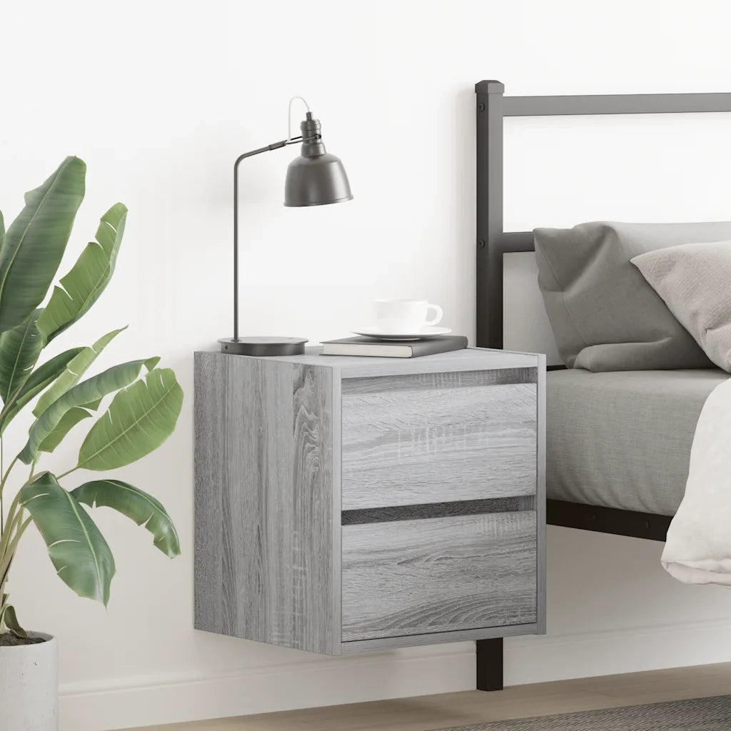 vidaXL Comodini a Muro 2 pz Grigio Sonoma 38x34x40 cm