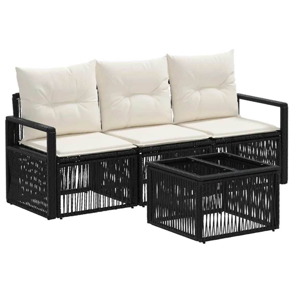 Set Divano da Giardino 4 pcs Nero polyrattan 3435631
