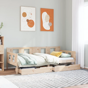 Dormeuse con Cassetti 90x190 cm in Legno Massello Pino 3302112