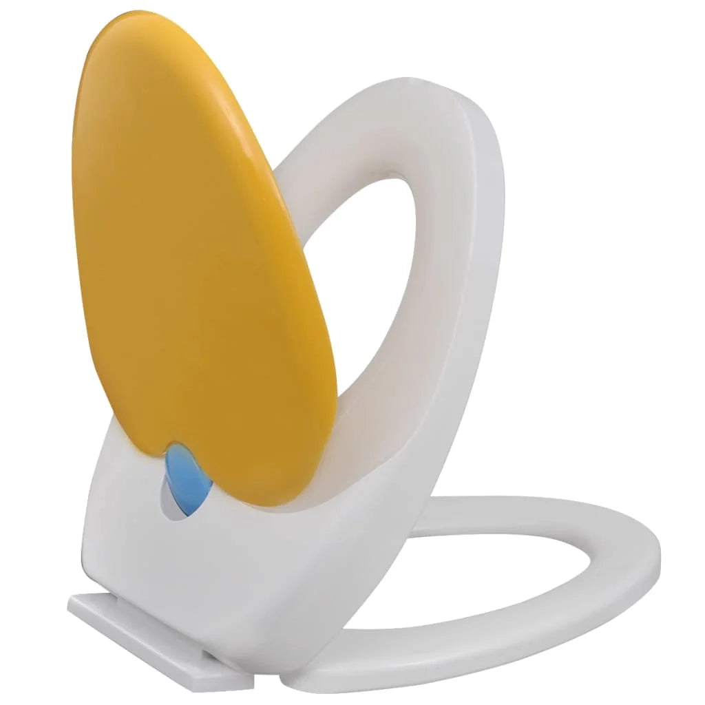 Set di due sedili e coperchi per WC in plastica bianca e gialla 02_0002959