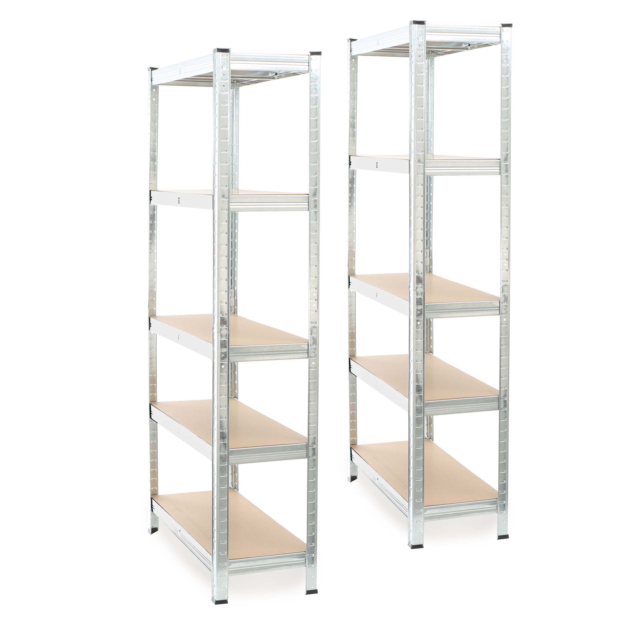 Set 2x scaffali a incastro per carichi pesanti 154x75x30cm Max 875kg l’uno Acciaio 5 ripiani