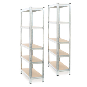 Set 2x scaffali a incastro per carichi pesanti 154x75x30cm Max 875kg l’uno Acciaio 5 ripiani