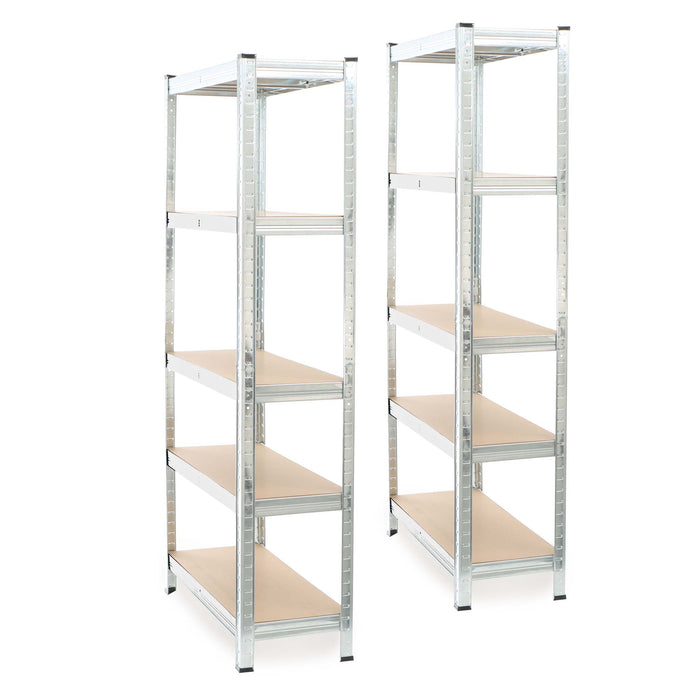 Set 2x scaffali a incastro per carichi pesanti 154x75x30cm Max 875kg l’uno Acciaio 5 ripiani