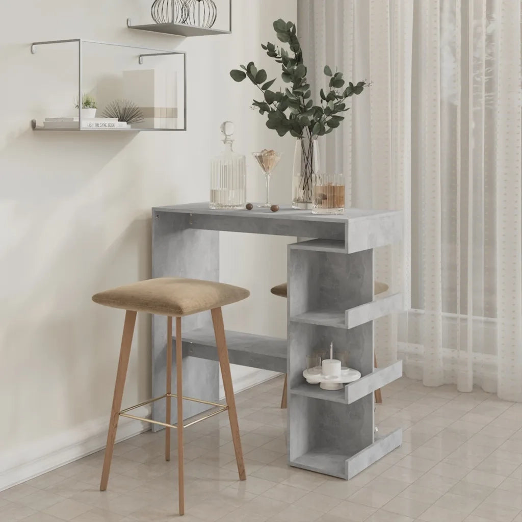 Tavolo Bar con Ripiani Grigio Cemento 100x50x101,5cm Truciolato 809453