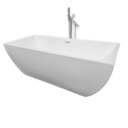 Vasca freestanding bianca 170 X 75 cm + Rubinetto a colonna – Jennifer