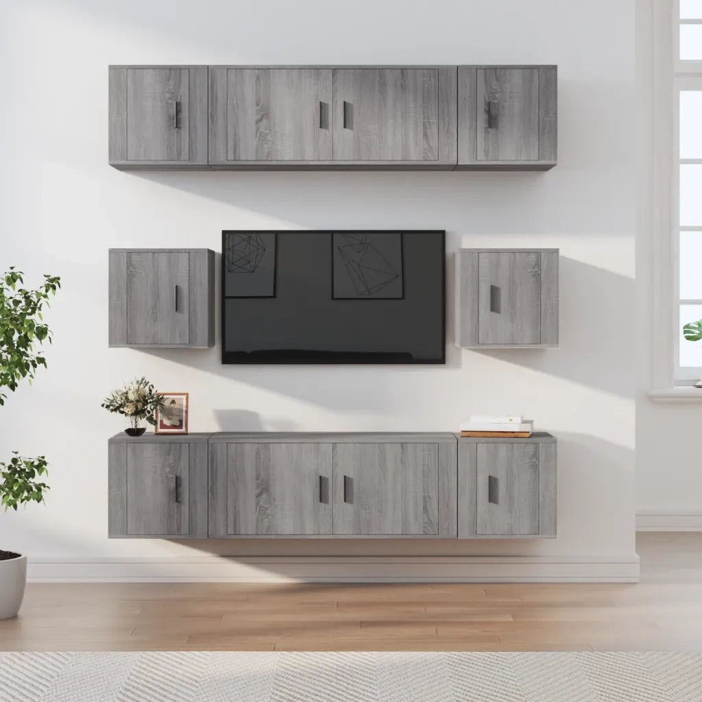 Set Mobili Porta TV 8pz Grigio Sonoma in Legno Multistrato 3188676