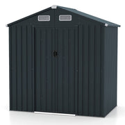 Casa per attrezzi con design a tetto inclinato ventilazione, Casetta da giardino 193x129x197cm Grigio scuro