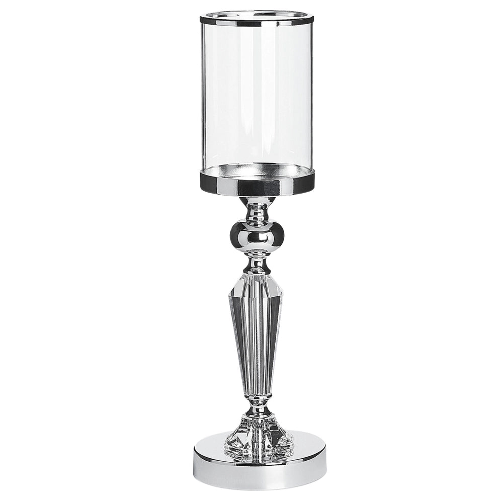 Portacandele Metallo Argento Vetro Glamour candeliere candelabro stile elegante tradizionale