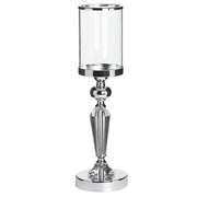 Portacandele Metallo Argento Vetro Glamour candeliere candelabro stile elegante tradizionale