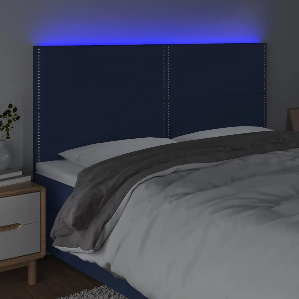 Testiera a LED blu 200x5x118/128cm in Tessuto