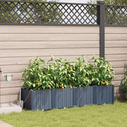 Fioriere da giardino  con sistema di irrigazione 4 pezzi Grigio