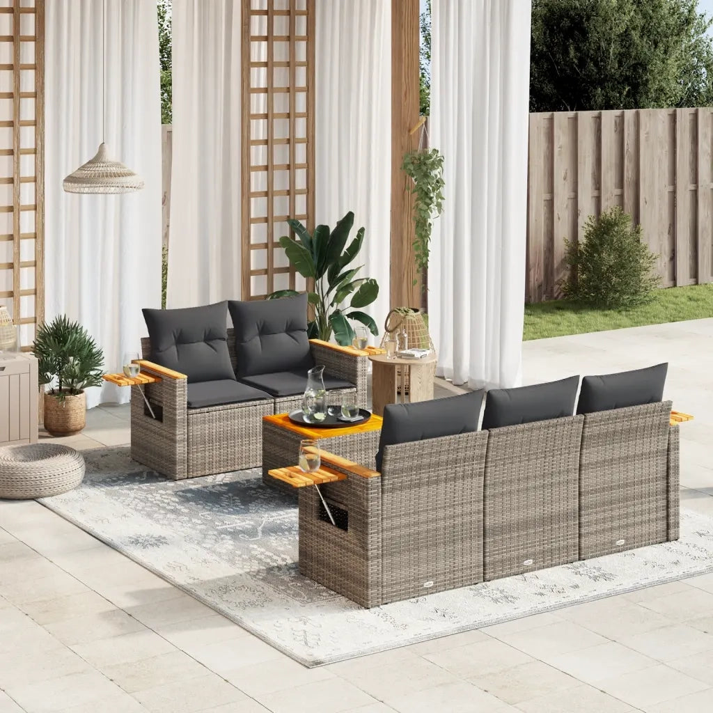 Set Divano da Giardino 6 pz con Cuscini Grigio in Polyrattan 3259029