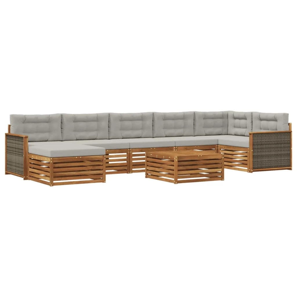 Set di divani da esterno 8 pcs Naturale e Grigio Chiaro 3383649