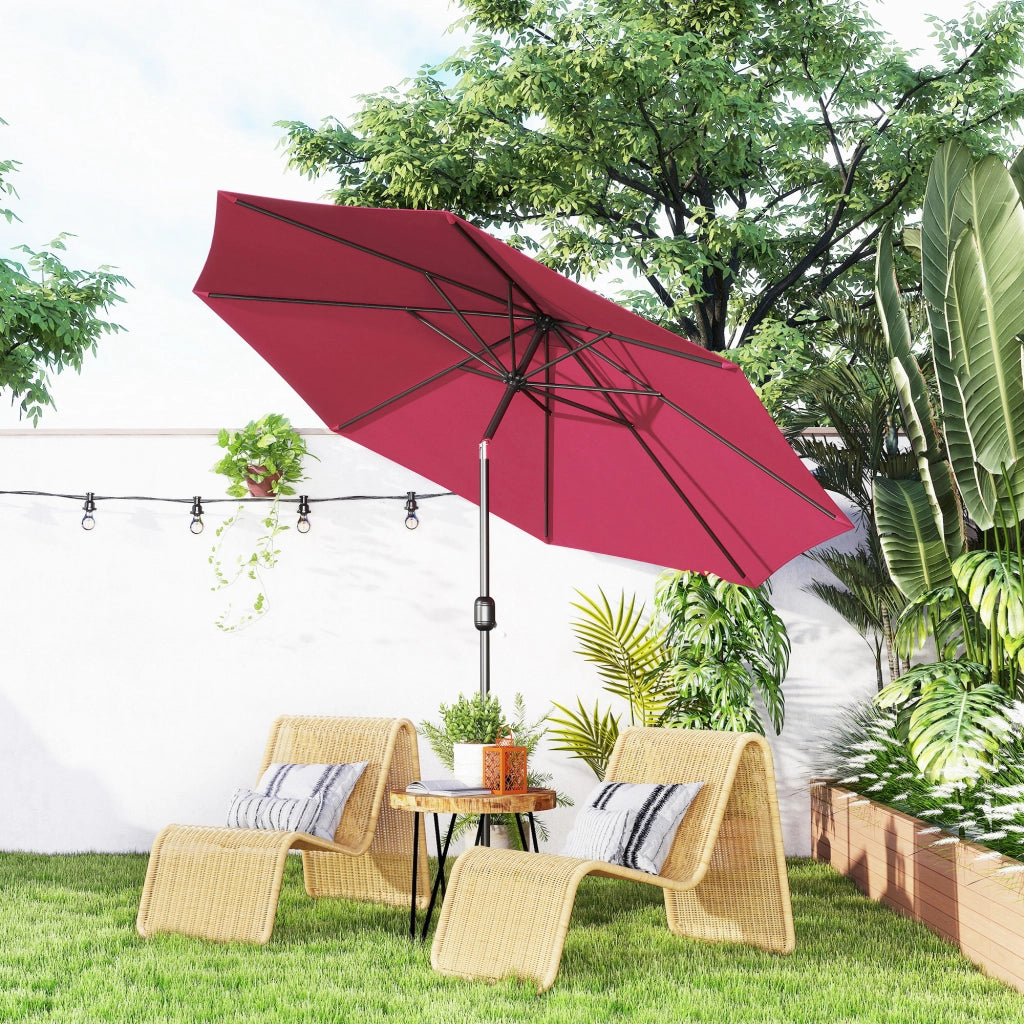 Ombrellone da giardino con manovella ¨C Zephmum ¨C 295x250 cm, rosso vino, metallo