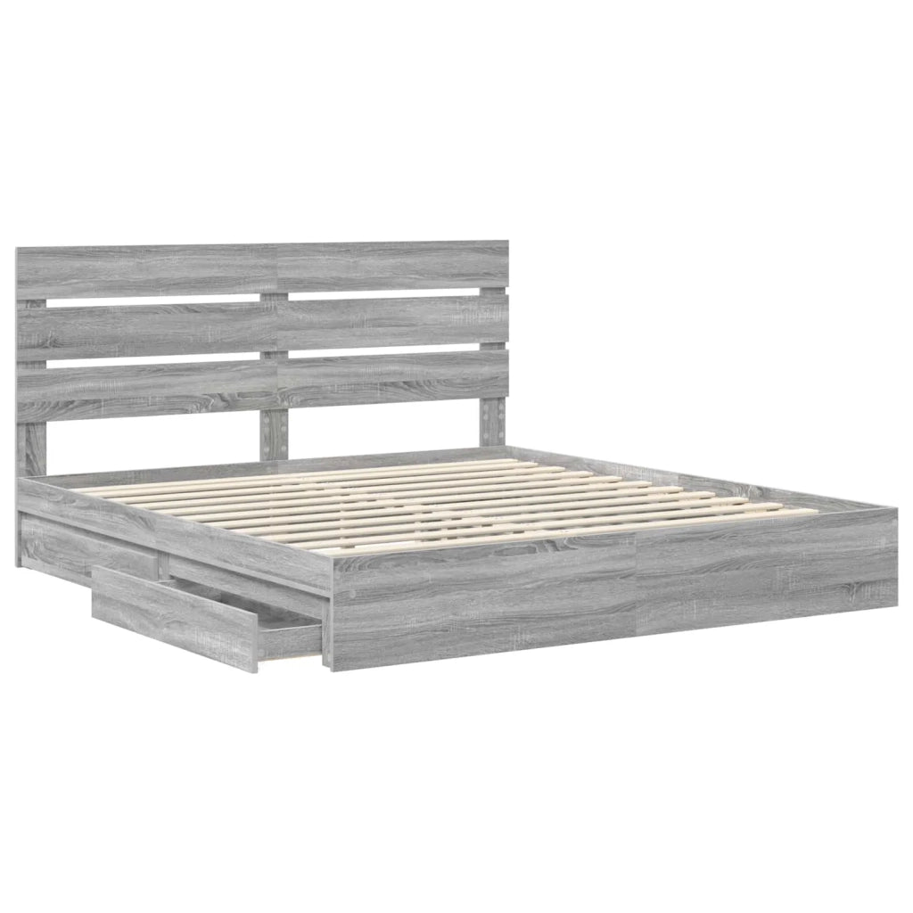 Letto con Contenitore con testiera Grigio Sonoma 180 x 200 cm 3411882