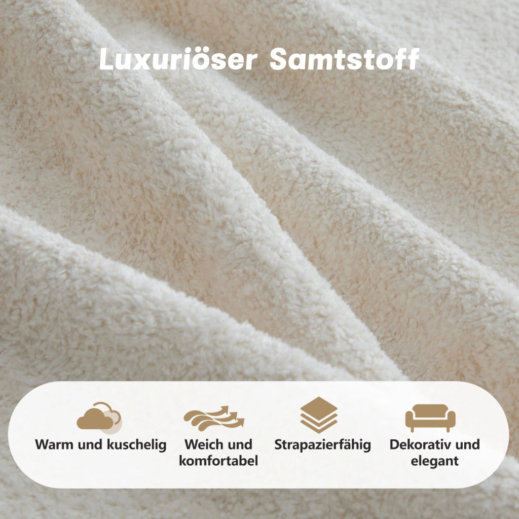 Divano modulare a U in velluto beige; schiuma 32D; senza struttura; 384x167x70 cm