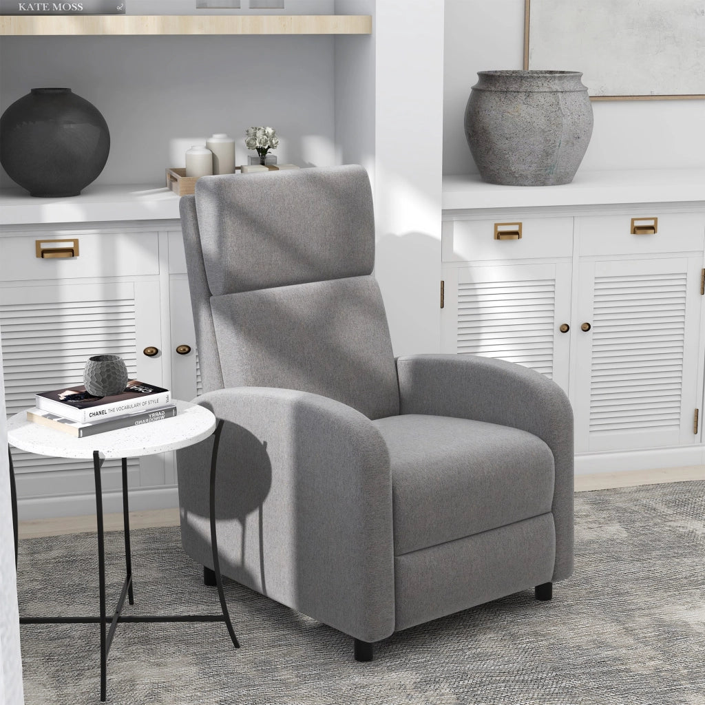 Poltrona Relax Reclinabile con Poggiapiedi ¨C Zephmum ¨C Grigio 64x86x102 cm