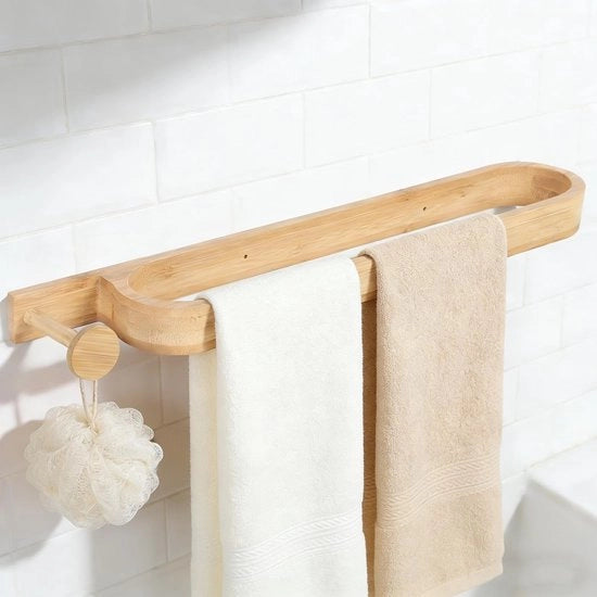 Sostegno per asciugamano in bambù senza perforazione - Ideale per la cucina e la bagno