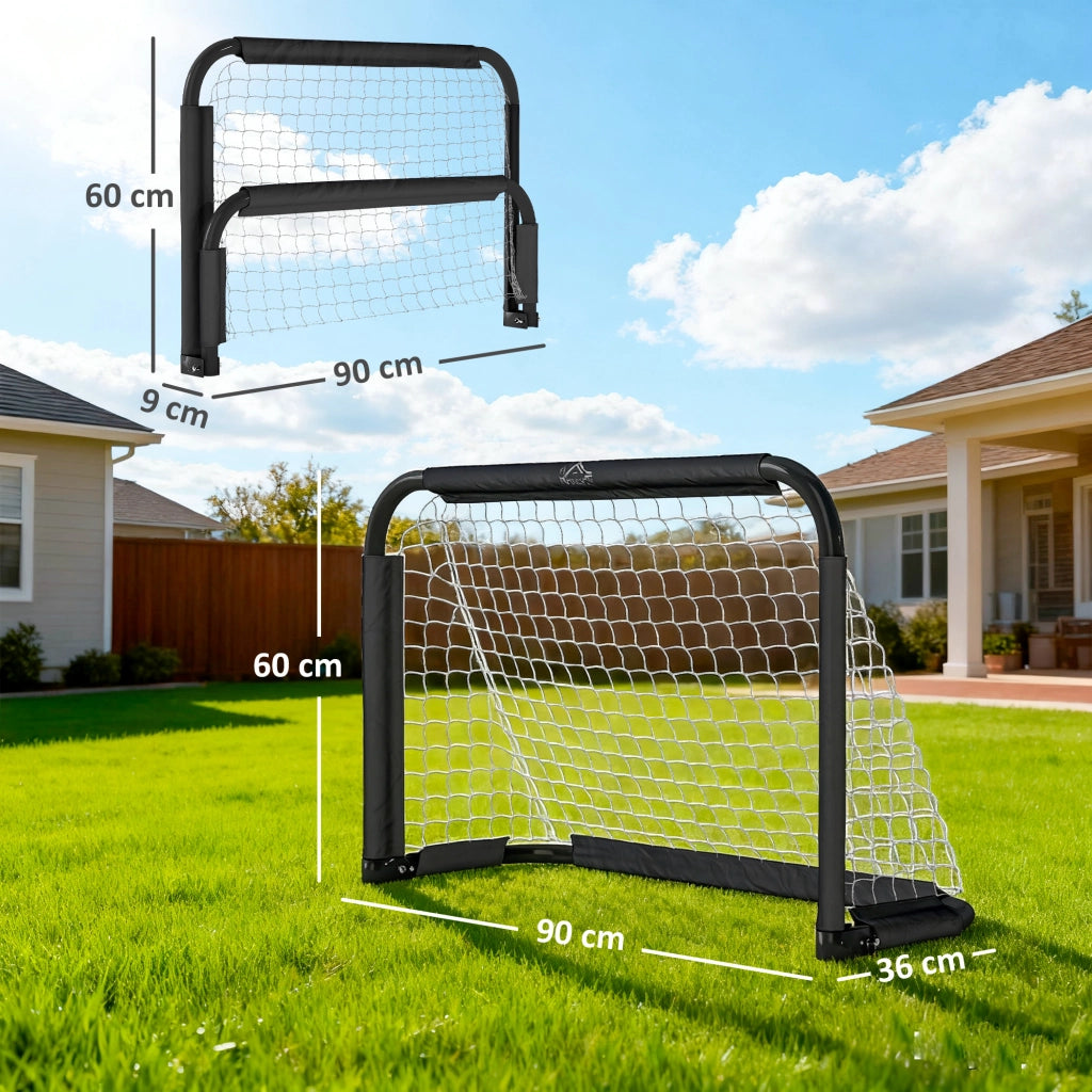 Set di 2 Porte da Calcio Pieghevoli per Esterno ¨C zephmum ¨C Nero 90x36x60 cm