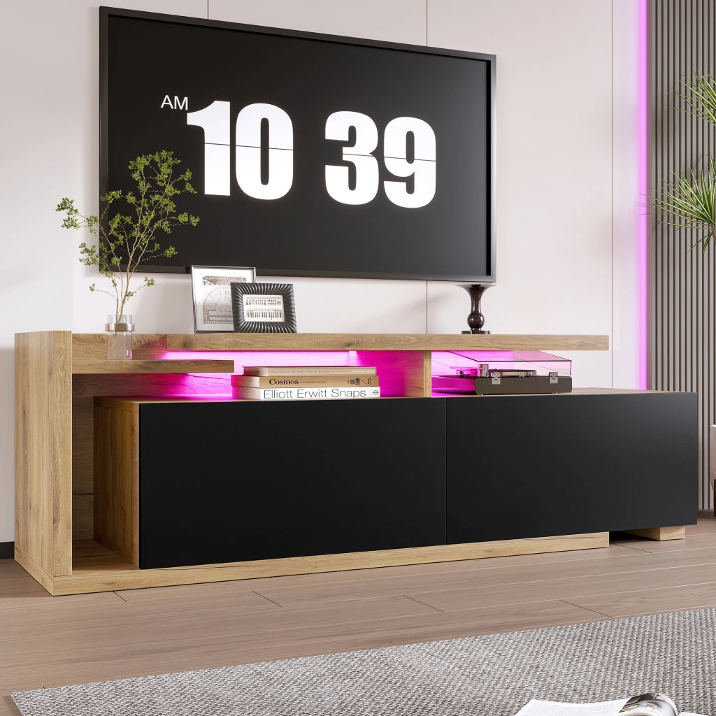 Mobile TV Modulare con LED ¨C MINIMAL ¨C Legno, Estensibile fino a 2m
