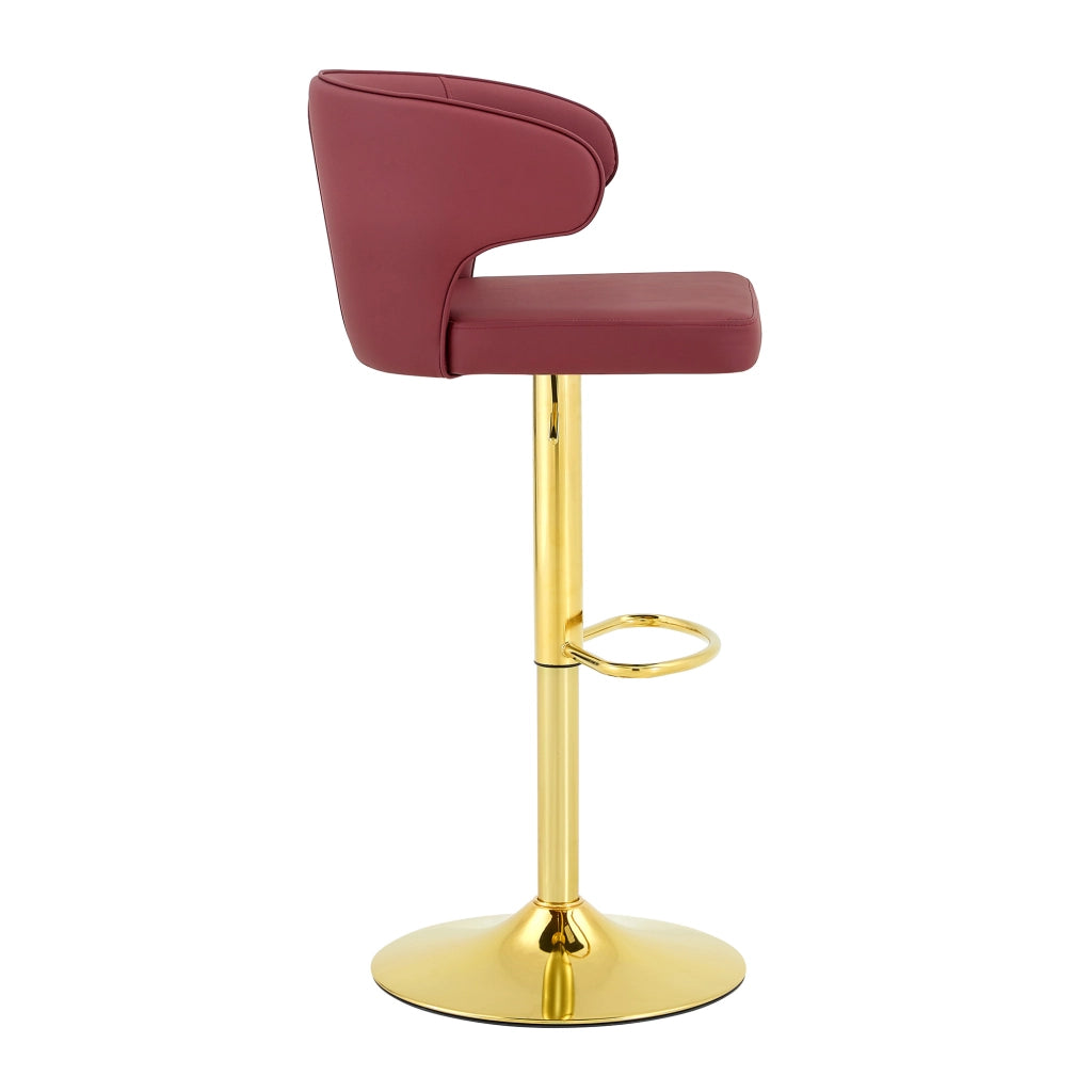 Sgabello da bar con schienale ergonomico, seduta girevole 360°, altezza regolabile e base da 45 cm, rosso