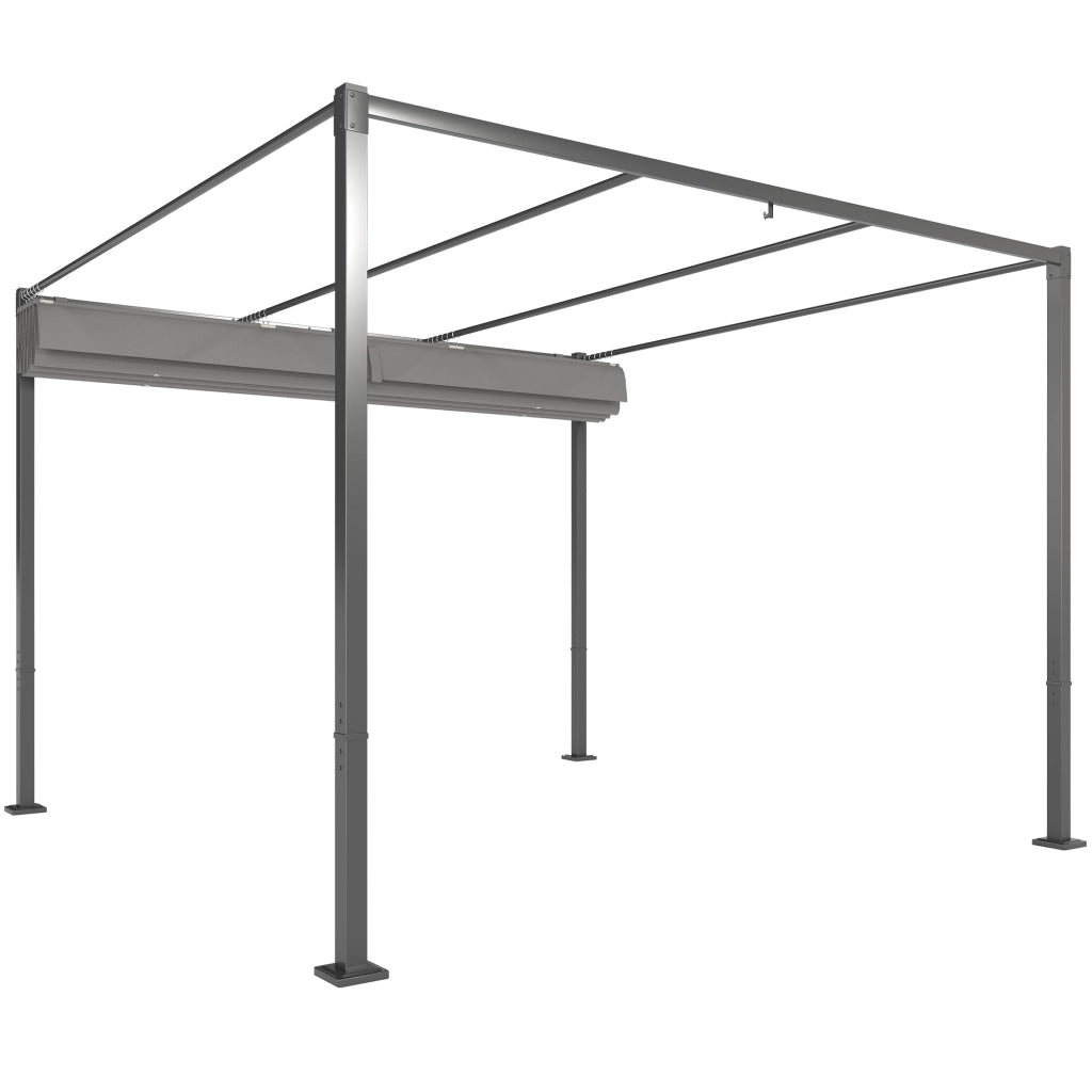 Pergola R¨¦tractable 3x3m ¨C zephmum ¨C Grigio, Polyester, 300x300x250 cm