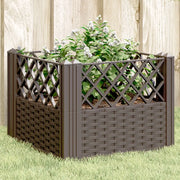 Fioriera da Giardino con Picchetti-Vaso da Esterno-Fioriera da Giardino Fissabile Marrone 43,5x43,5x43,5 cm PP